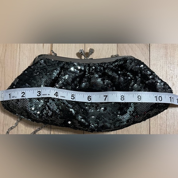 Vintage Sequined Small Evening Bag Elegant Clutch Black Purse. - Picture 8 of 9